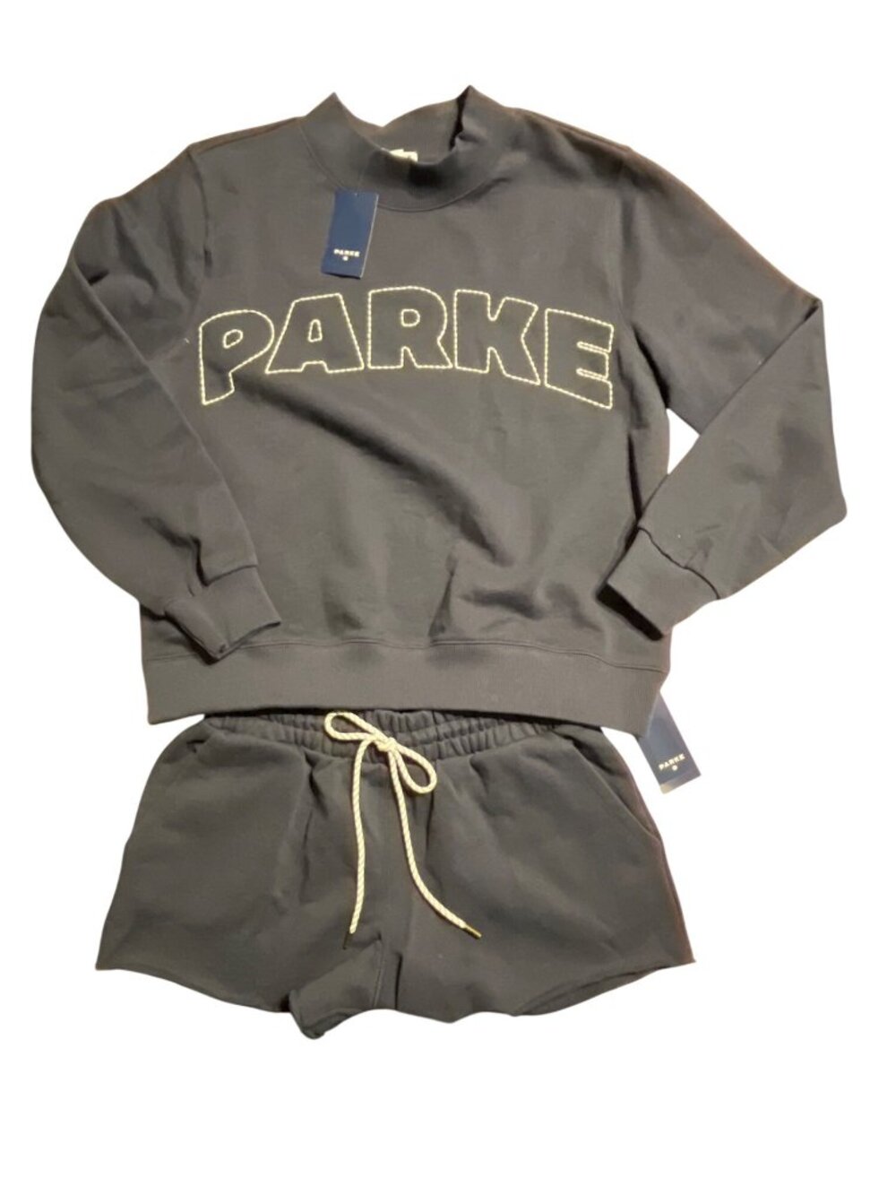 RARE Parke X Target Navy Blue Womens Mockneck Sweatshirt & Mid Rise Drawstring
